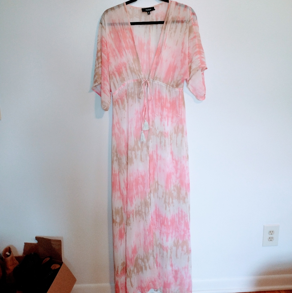 Pink and beige swimsuit maxi dress cover Aakaa size small